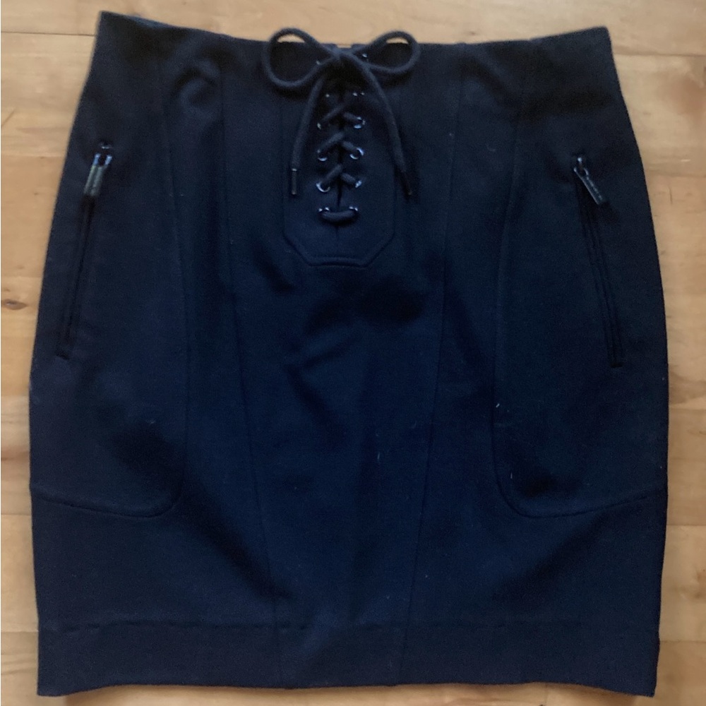 Vintage 90’s. Designer Barbara Bui. Laced Black Knit Skirt. Sz 38/8
